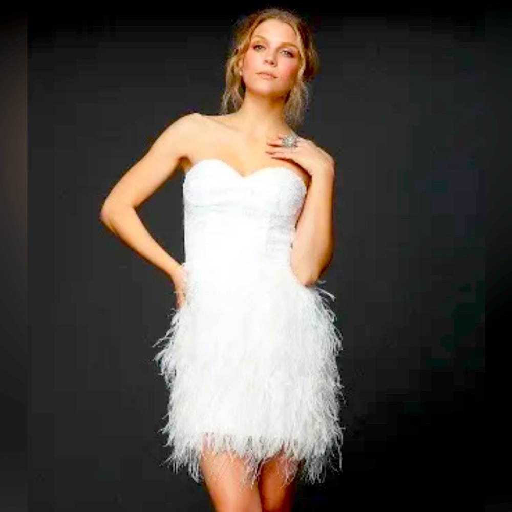 Bebe isis sequin feather dress